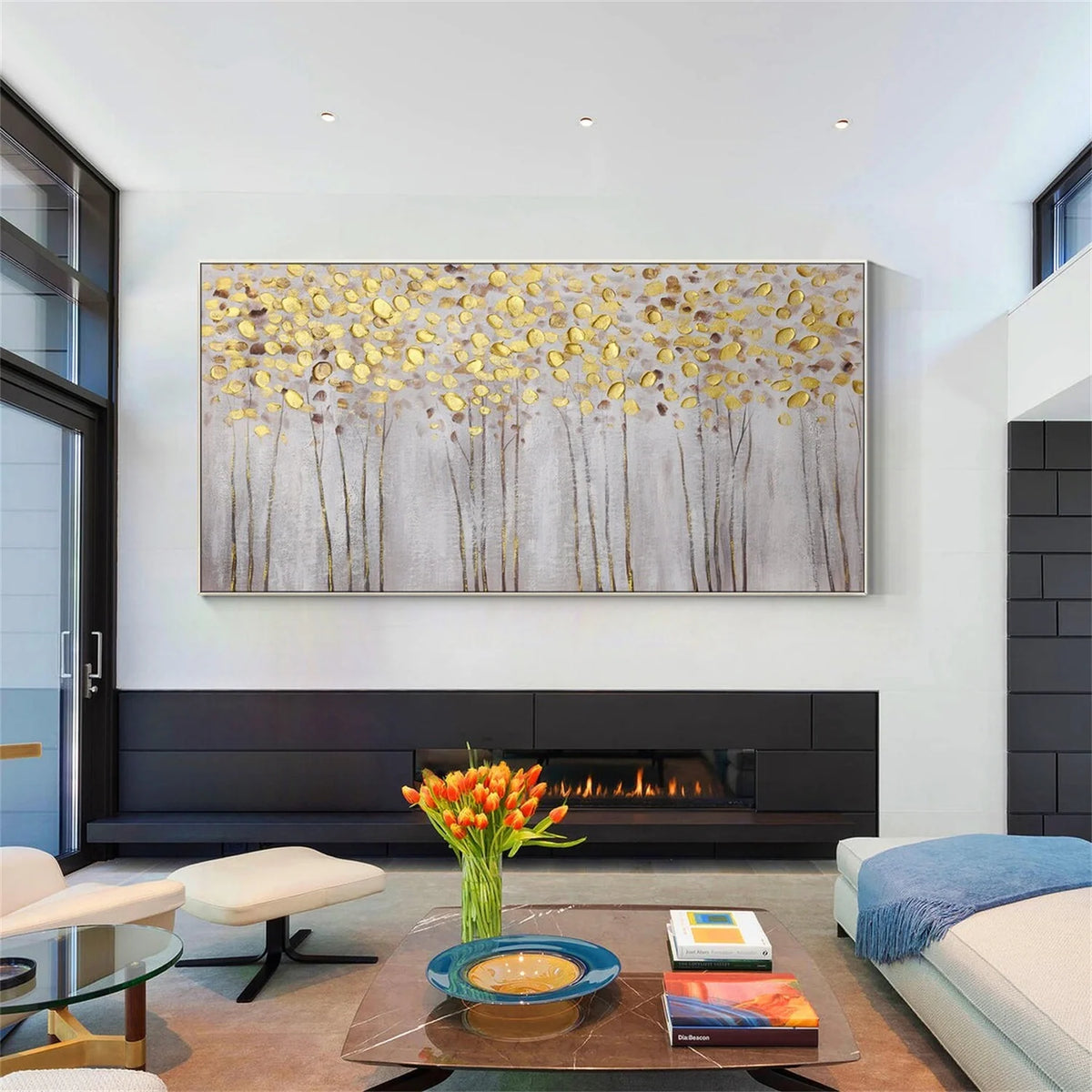 Elegant Flower and Tree Canvas Painting