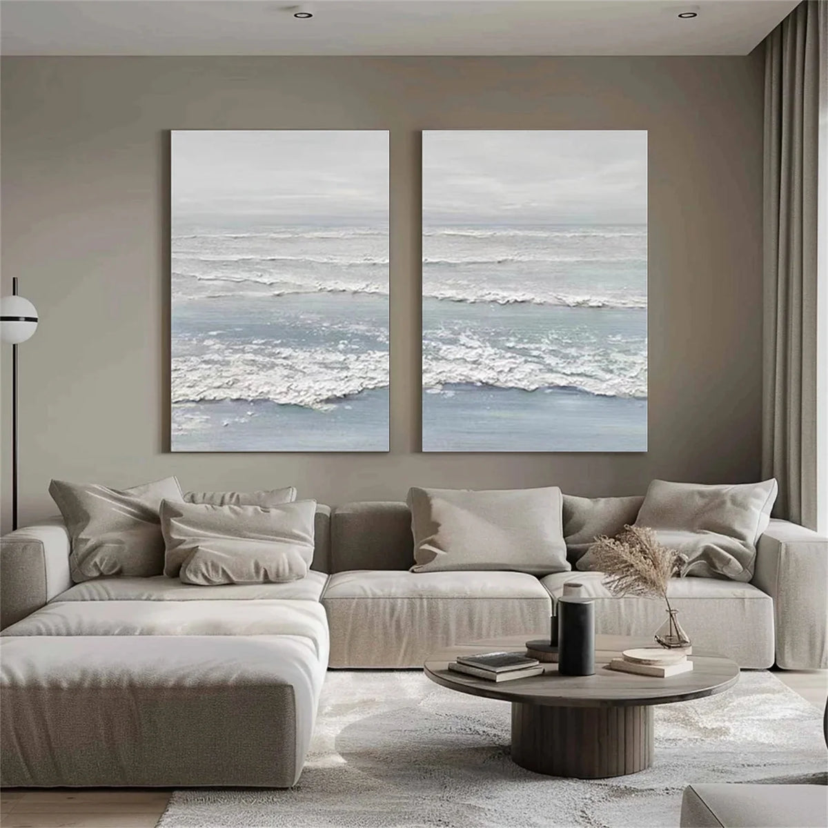 Set of 2 Coastal Sky and Sea Canvas Paintings