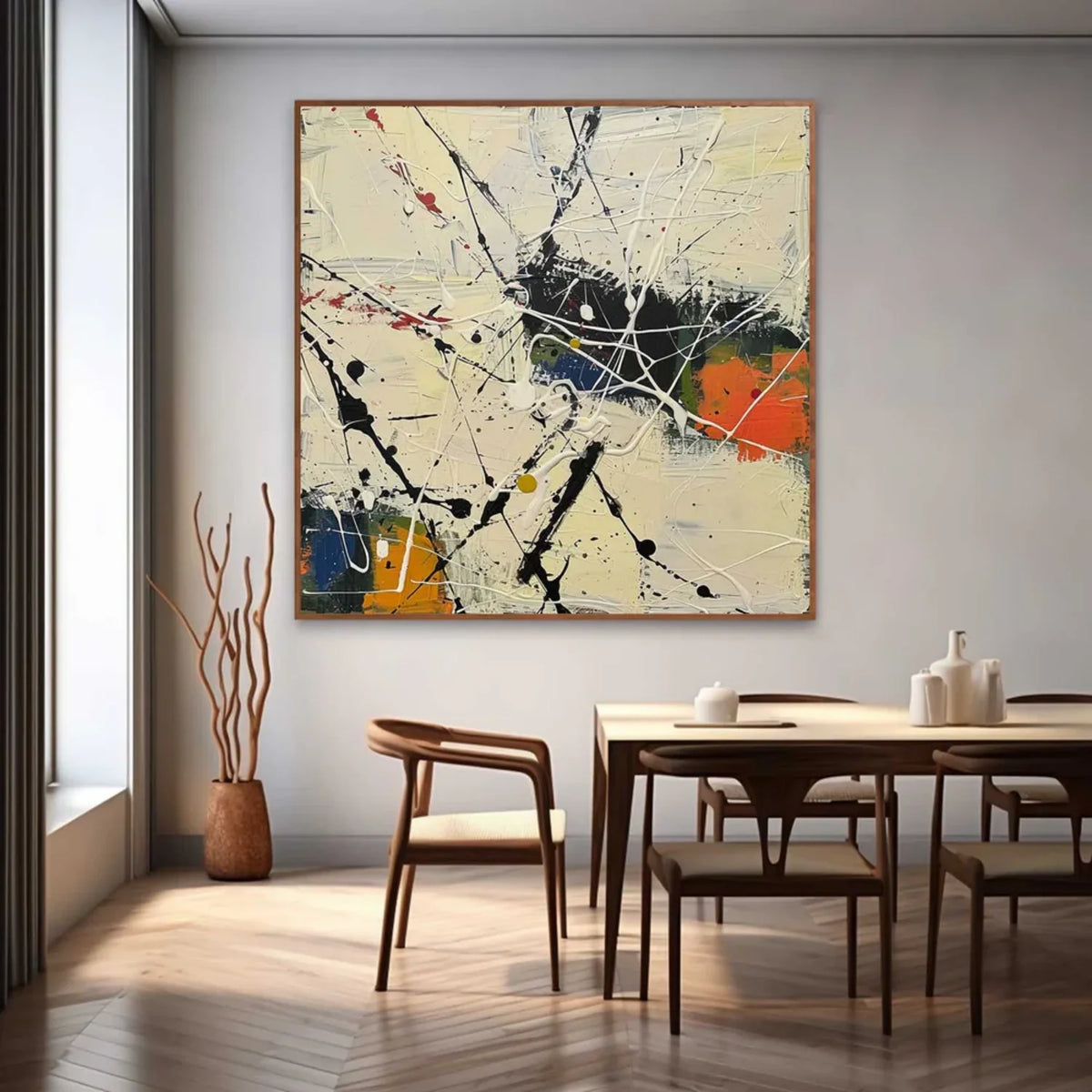 Abstract Expressionist Canvas Inspired by Pollock