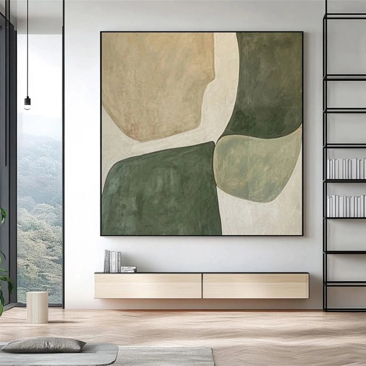 Blue and Green Contemporary Abstract Canvas Painting