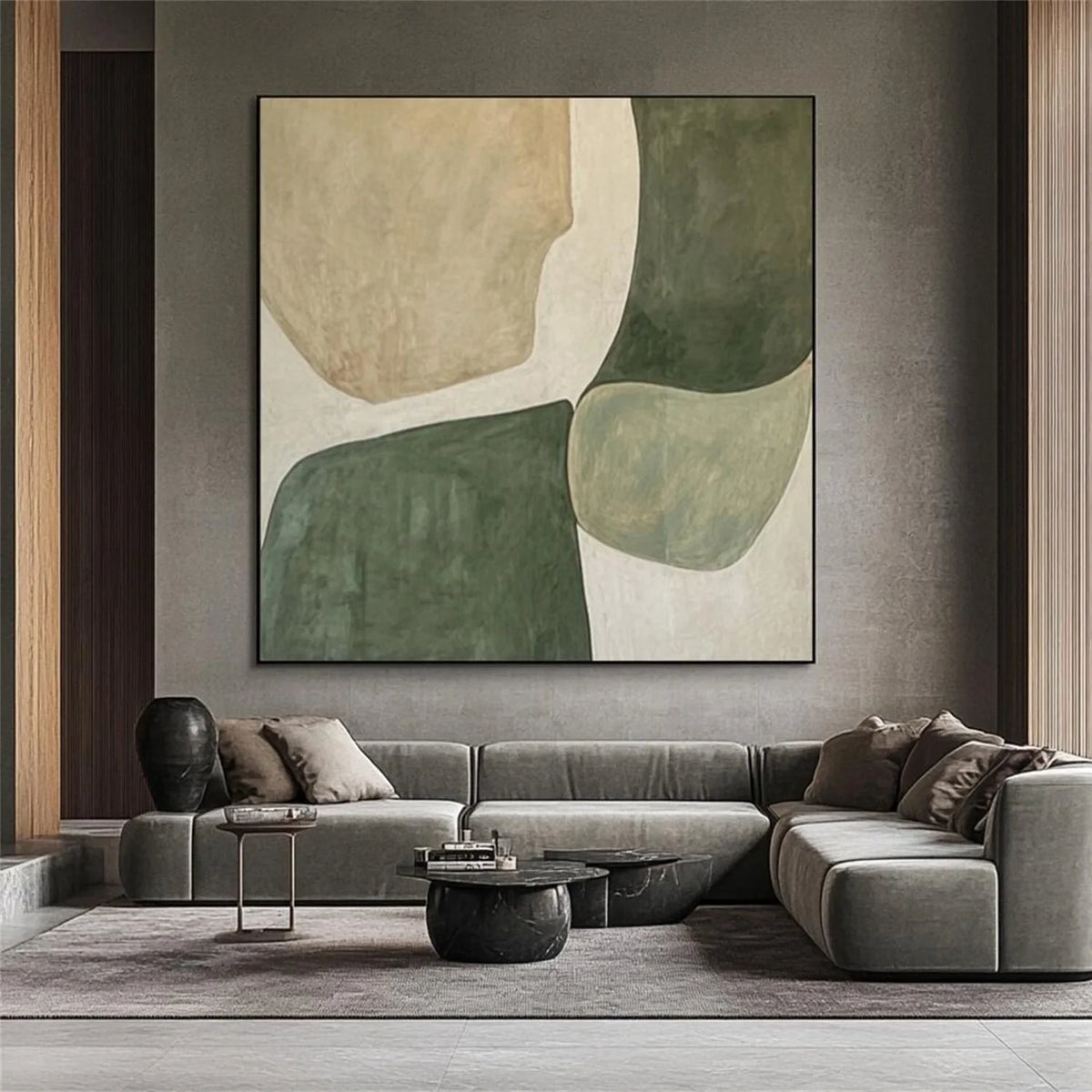 Blue and Green Contemporary Abstract Canvas Painting
