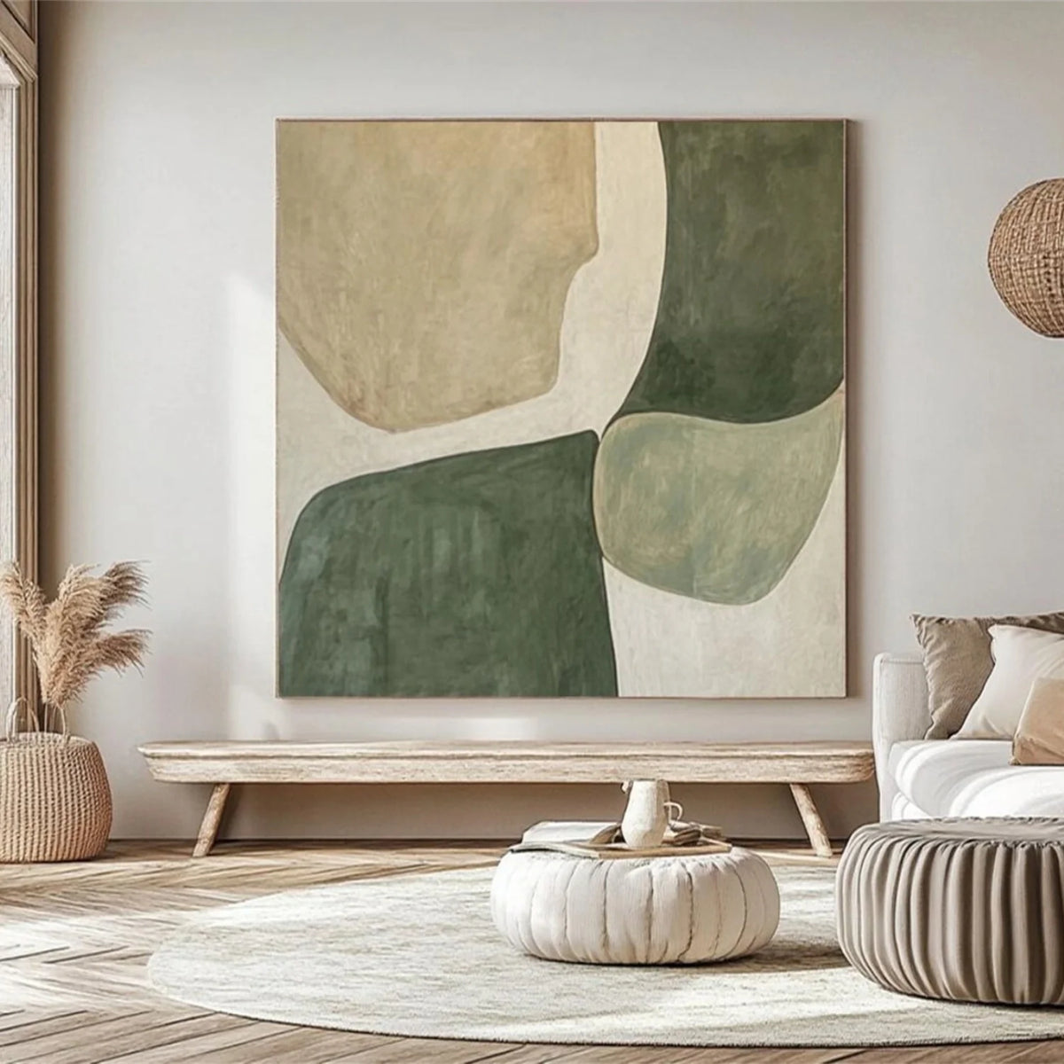 Blue and Green Contemporary Abstract Canvas Painting