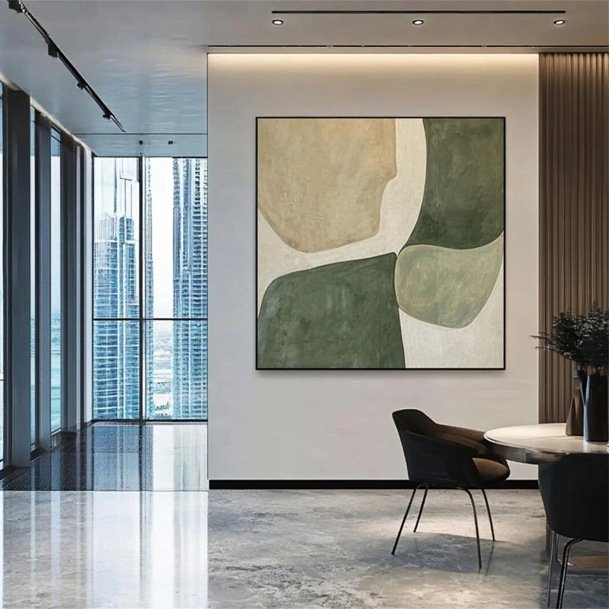 Blue and Green Contemporary Abstract Canvas Painting