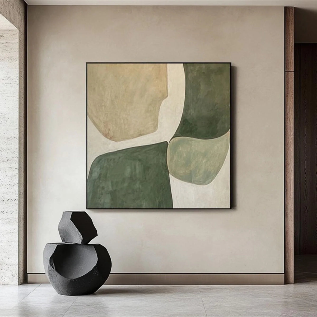 Blue and Green Contemporary Abstract Canvas Painting