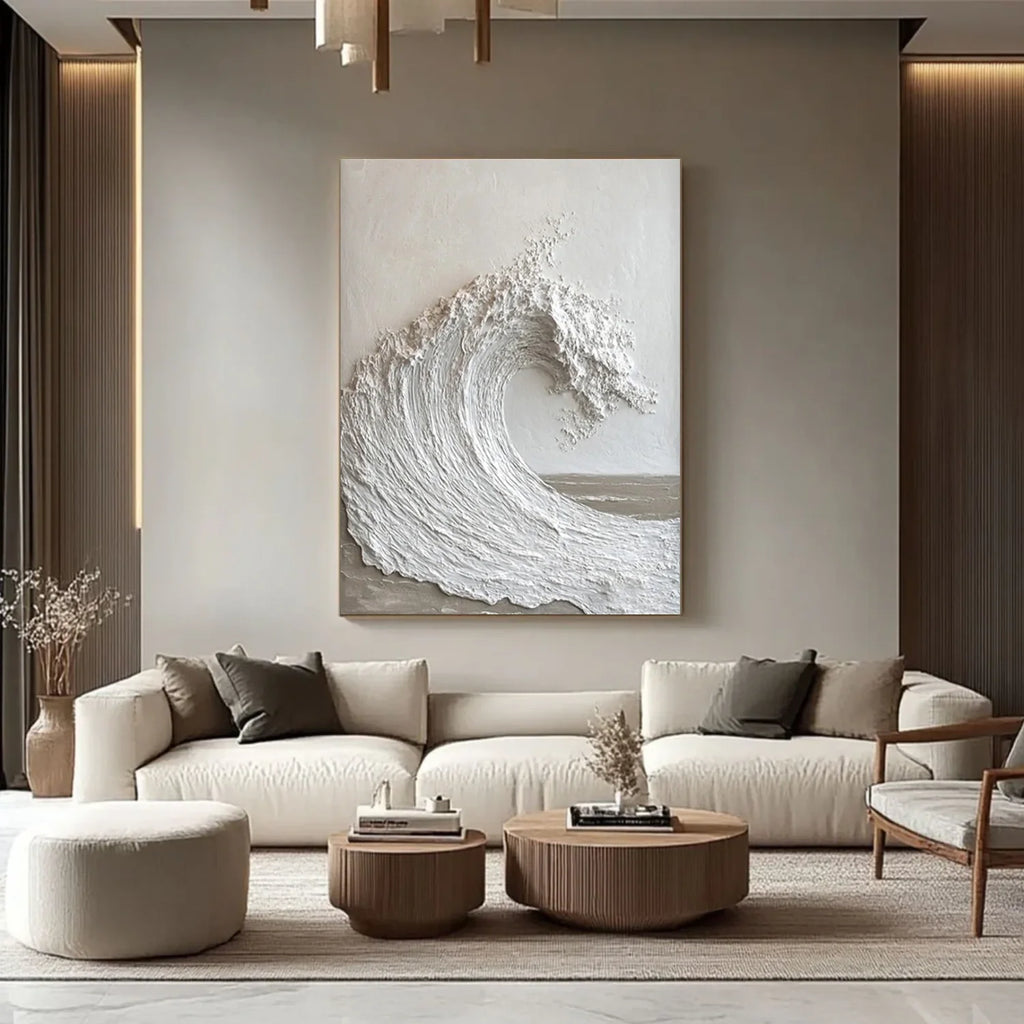 Textured Abstract Ocean and Sky Canvas Painting