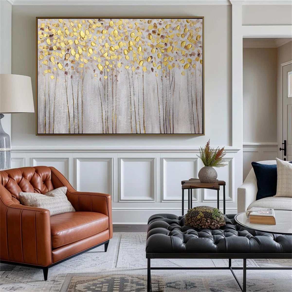 Elegant Flower and Tree Canvas Painting