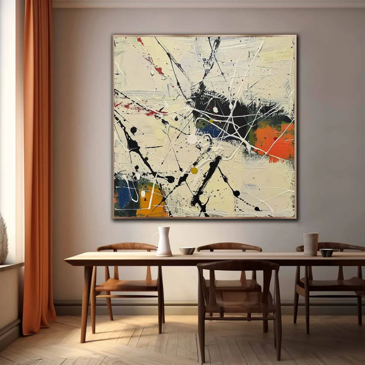 Abstract Expressionist Canvas Inspired by Pollock