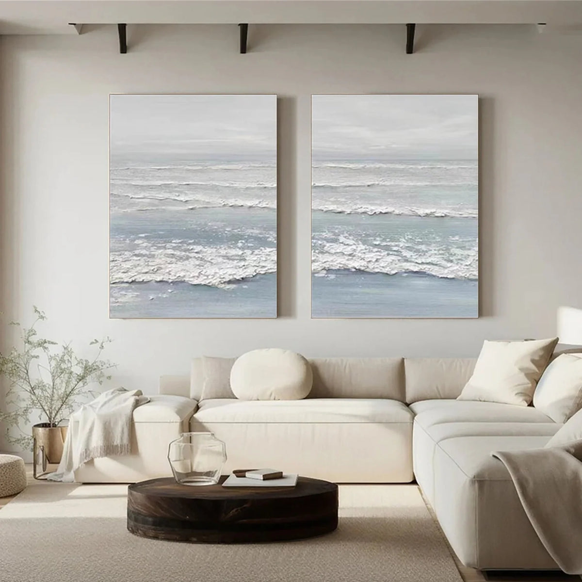 Set of 2 Coastal Sky and Sea Canvas Paintings