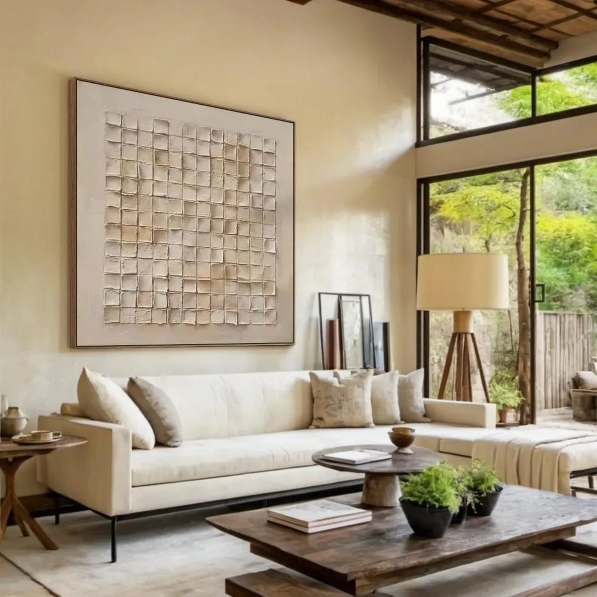 Earth-Tone Beige and Brown Abstract Painting