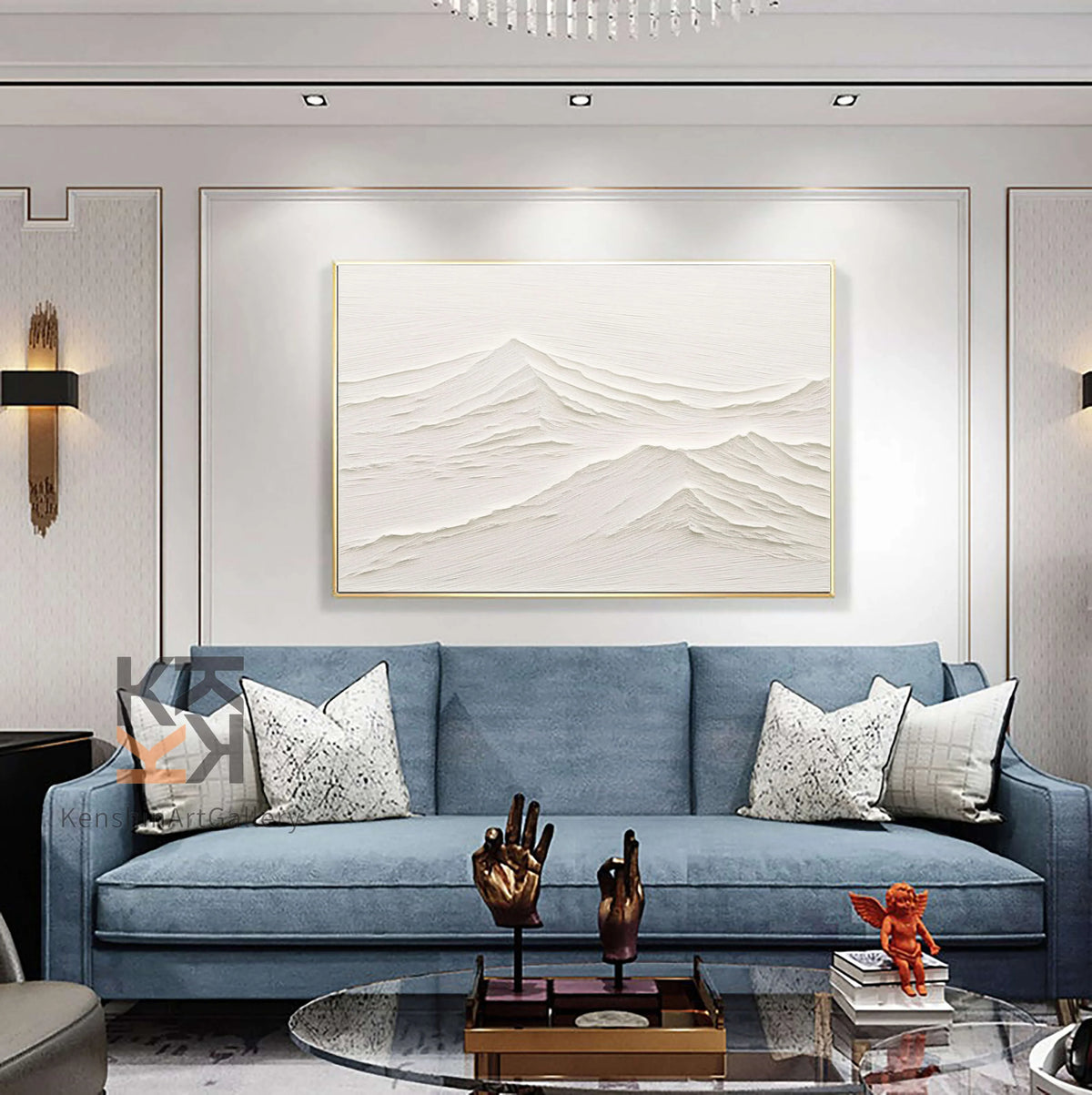 White Minimalist Textured Canvas Painting