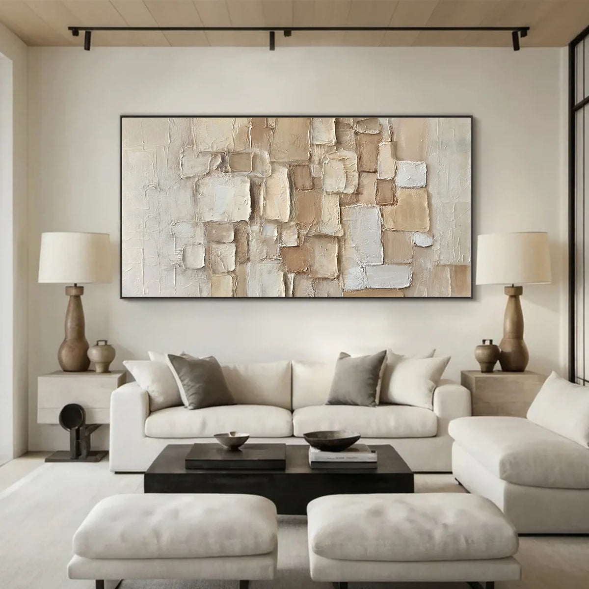 Beige Textured Abstract Wall Canvas Art