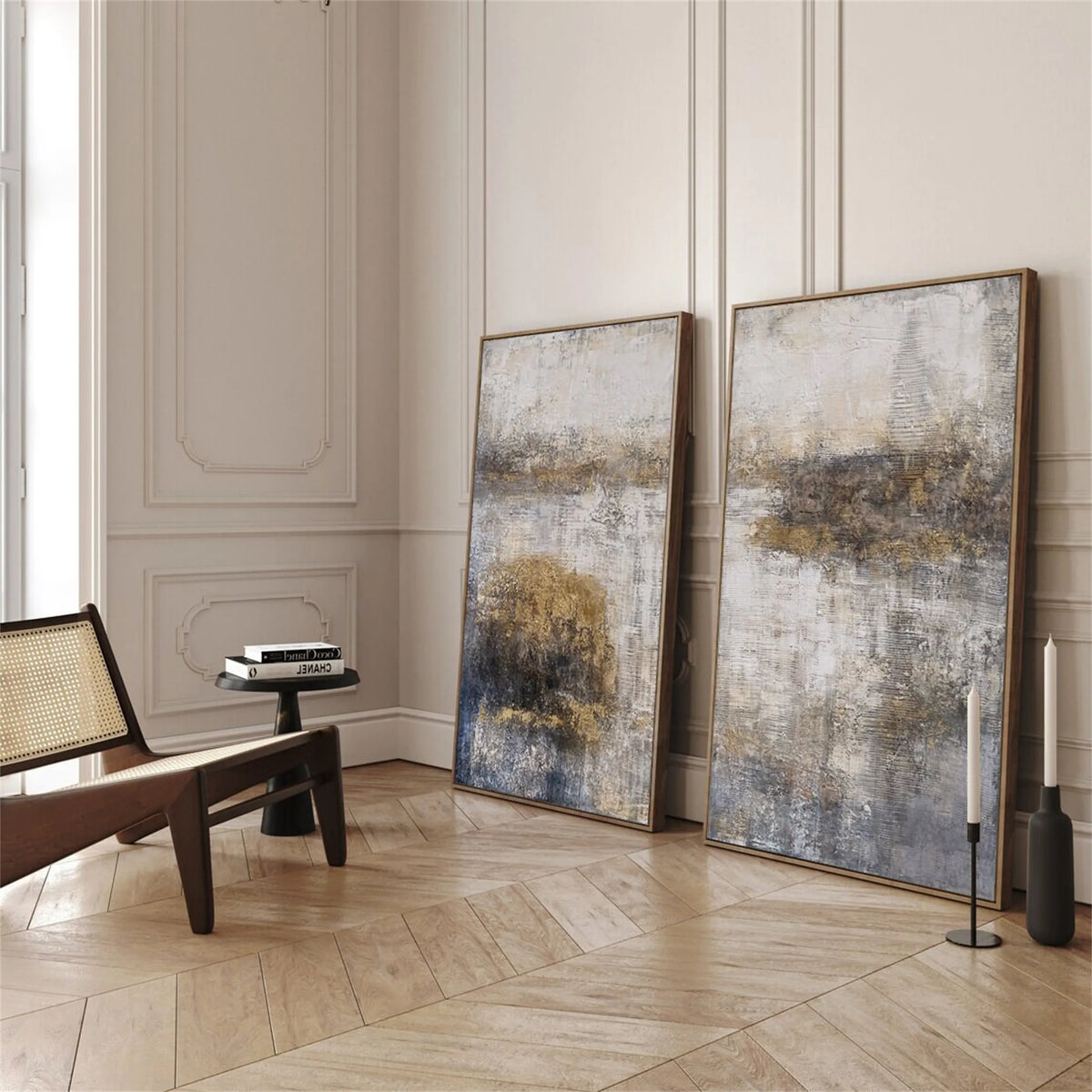 Set of 2 Modern Abstract Canvas Paintings