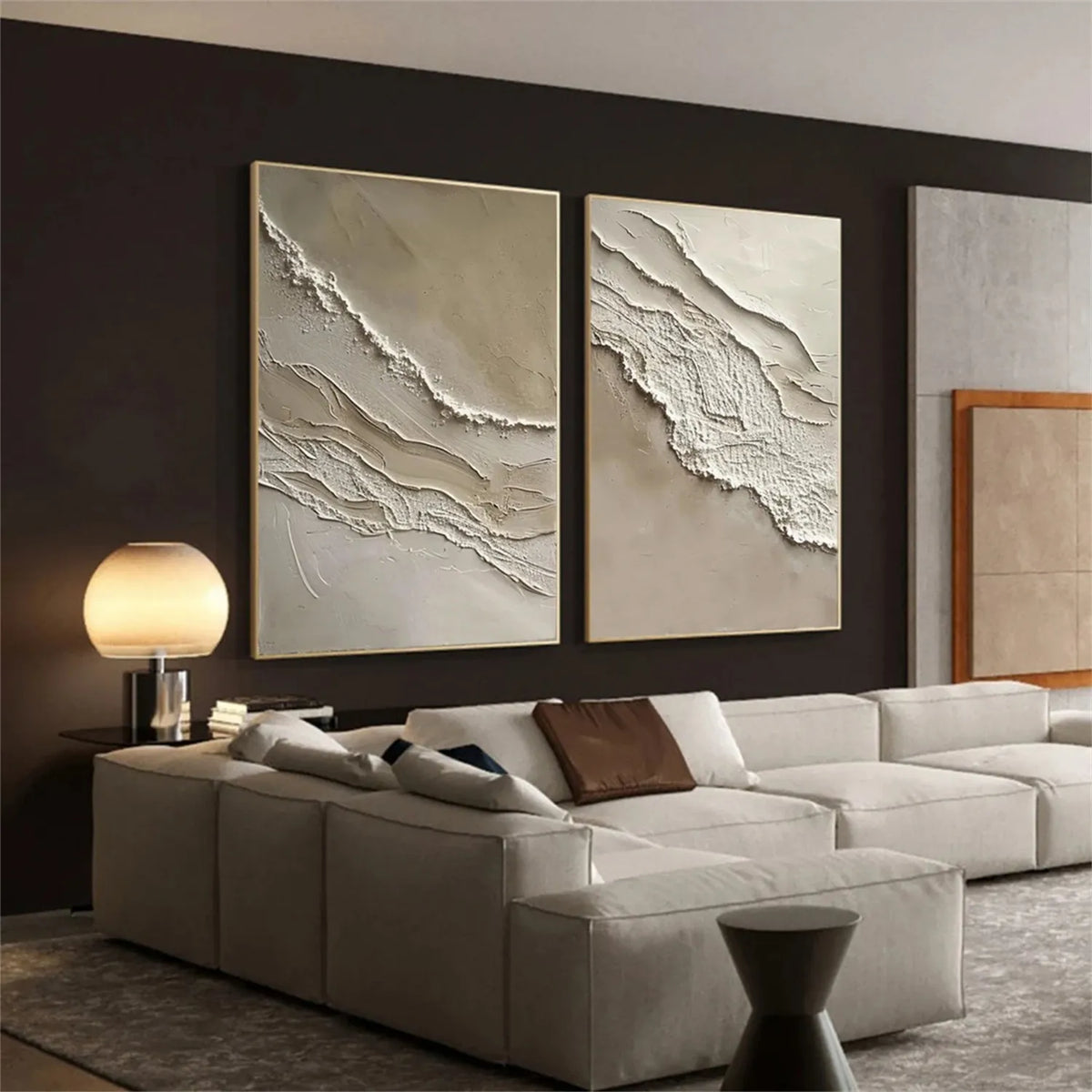 Set of 2 Serene Ocean and Sky Canvas Paintings