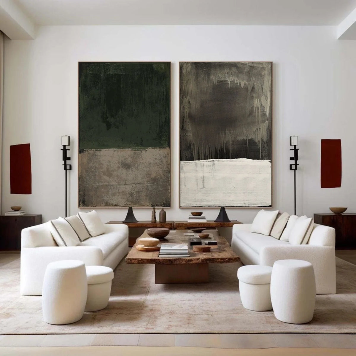 Pair of Serene Abstract Harmony Canvas Paintings