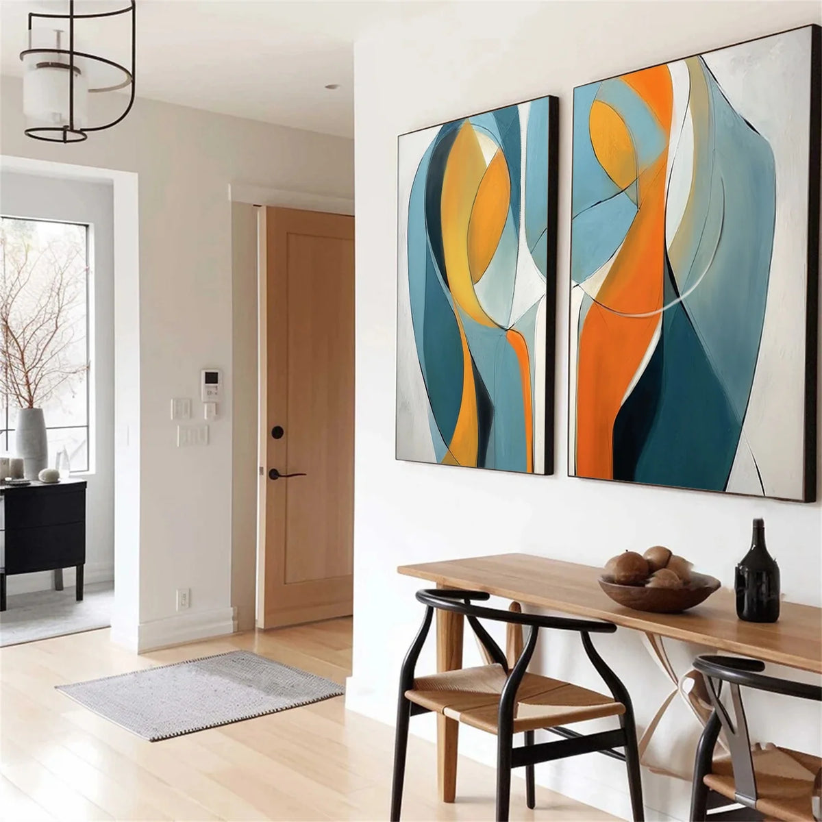 Set of 2 Minimalist Contemporary Abstract Wall Canvas Art