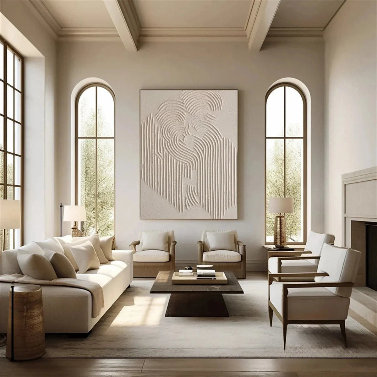 Abstract Textured Painting in Beige and Brown Tones