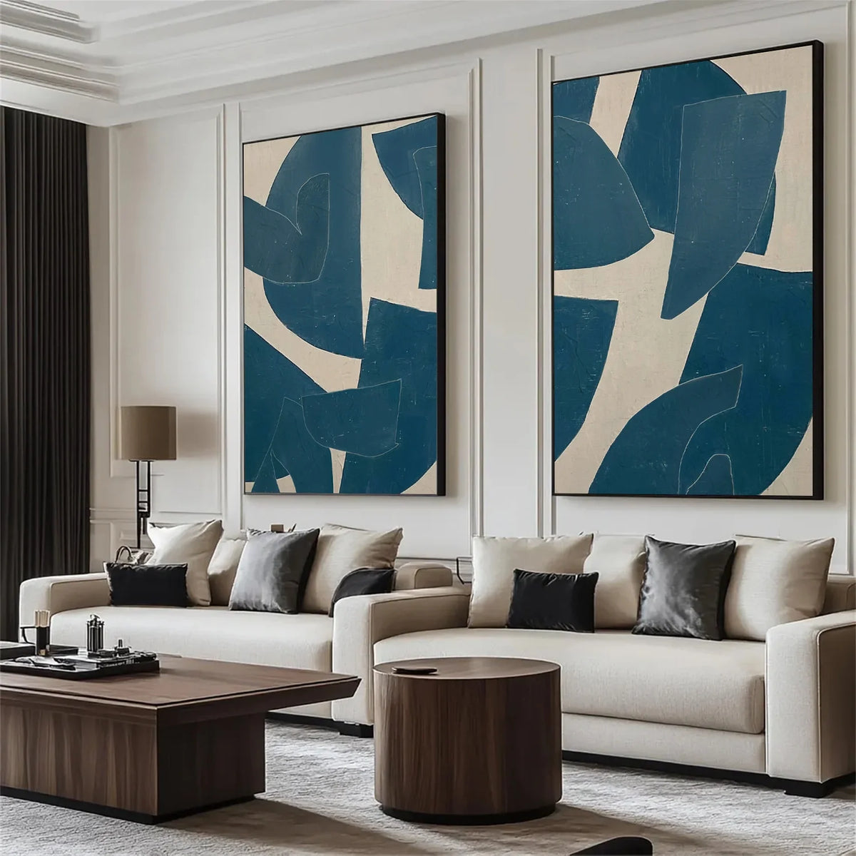 Set of 2 Contemporary Abstract Canvas Paintings