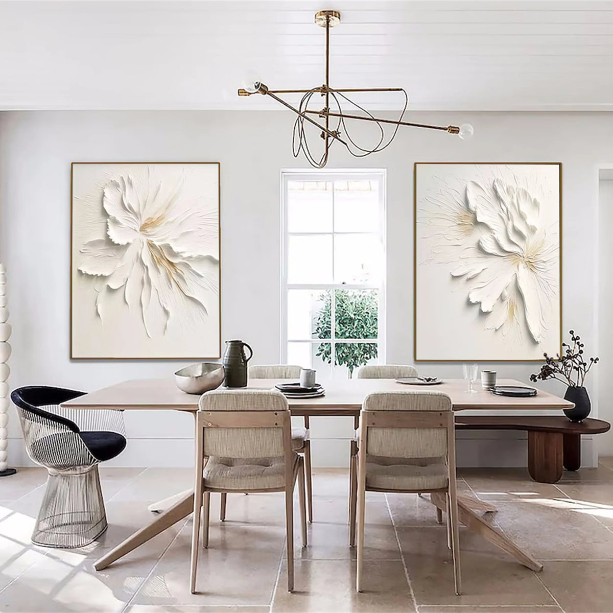 Set of 2 Flower and Tree Paintings