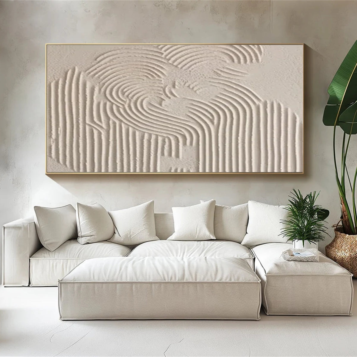 Beige and Brown Toned Abstract Canvas Painting