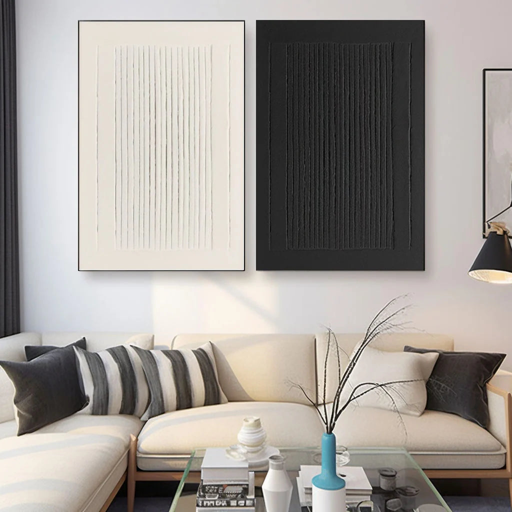 Set of 2 Minimalist Textured Canvas Paintings