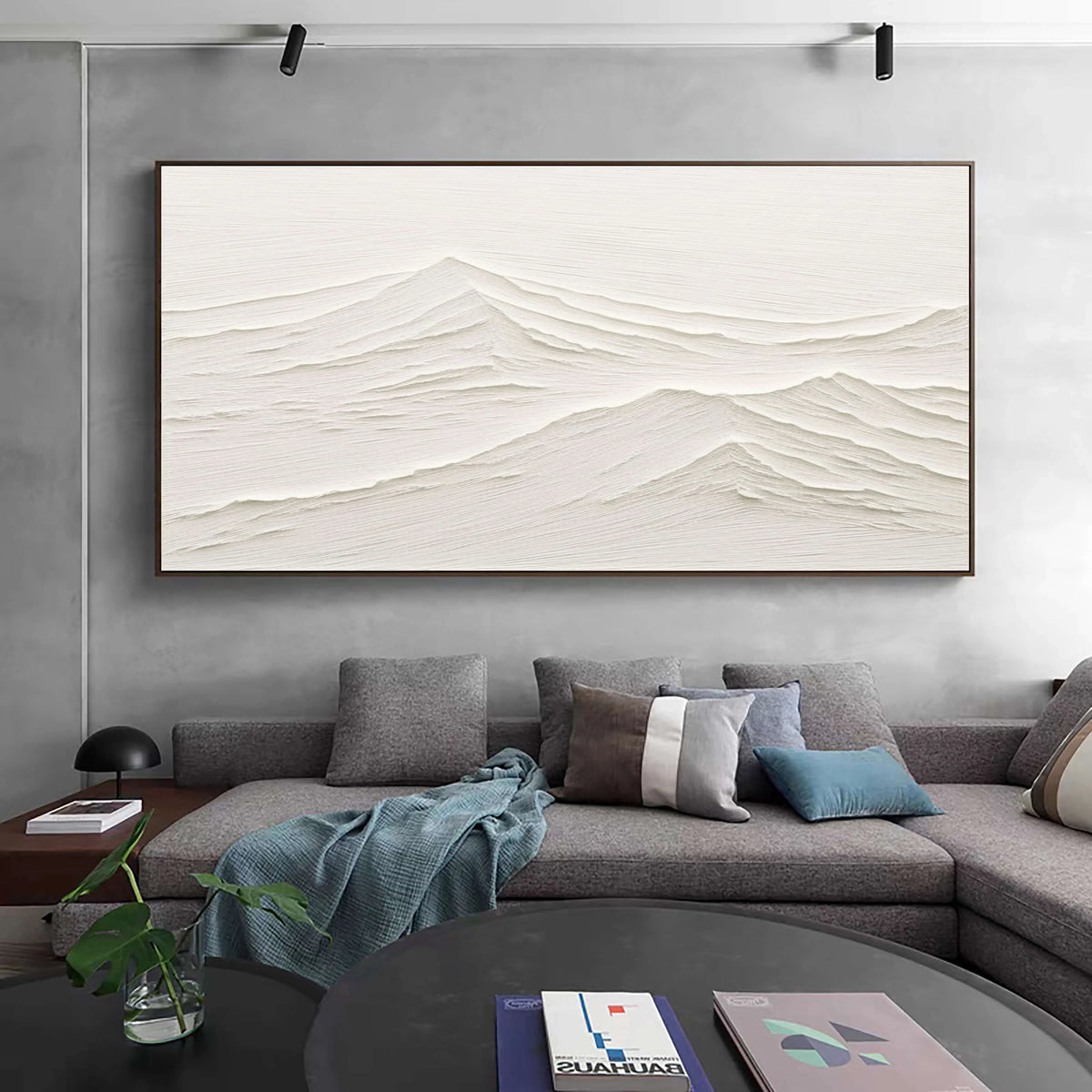 White Minimalist Textured Canvas Painting