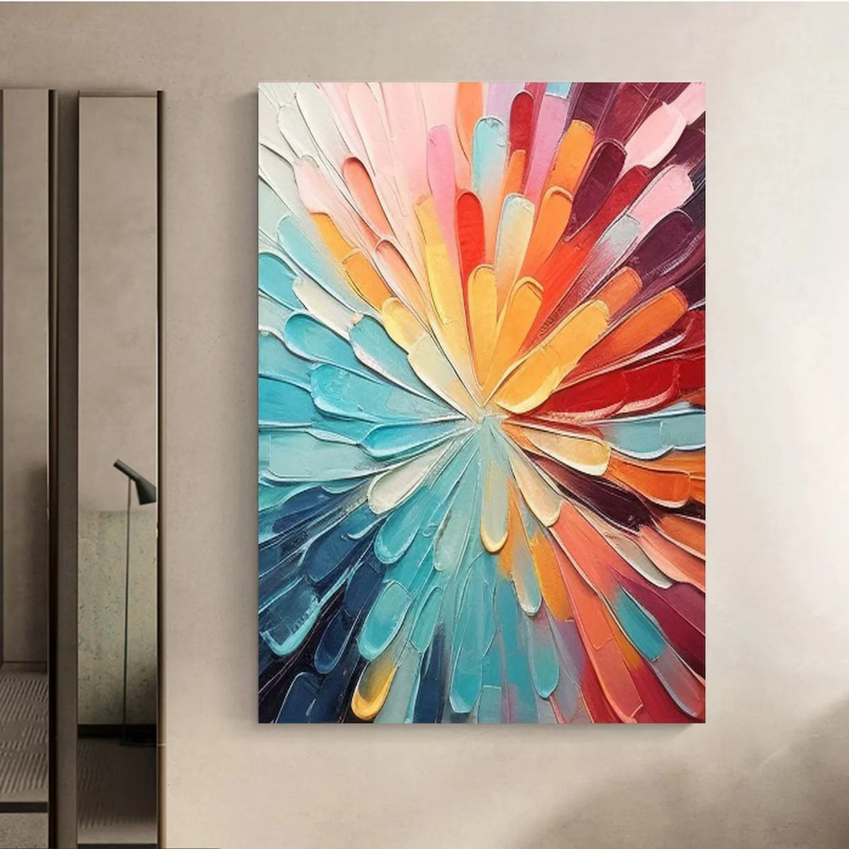 Vibrant Multicolour Flower and Tree Canvas Painting