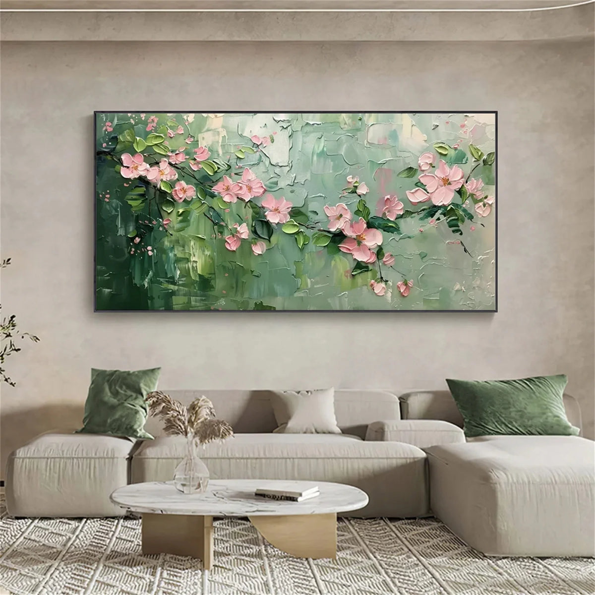 Elegant Botanical Flower and Tree Canvas Painting
