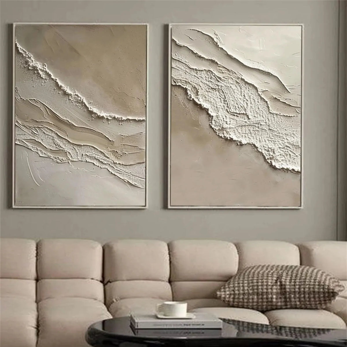 Set of 2 Serene Ocean and Sky Canvas Paintings