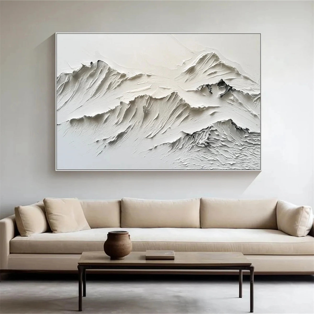 Minimalist White Plaster Textured Canvas Art
