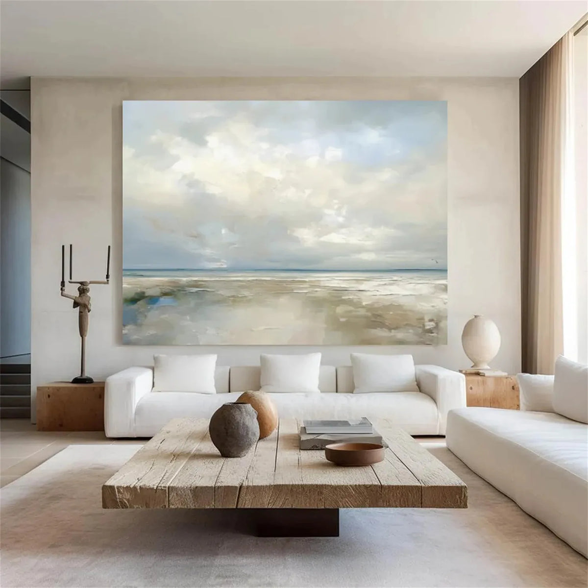 Abstract Ocean and Sky Canvas Painting