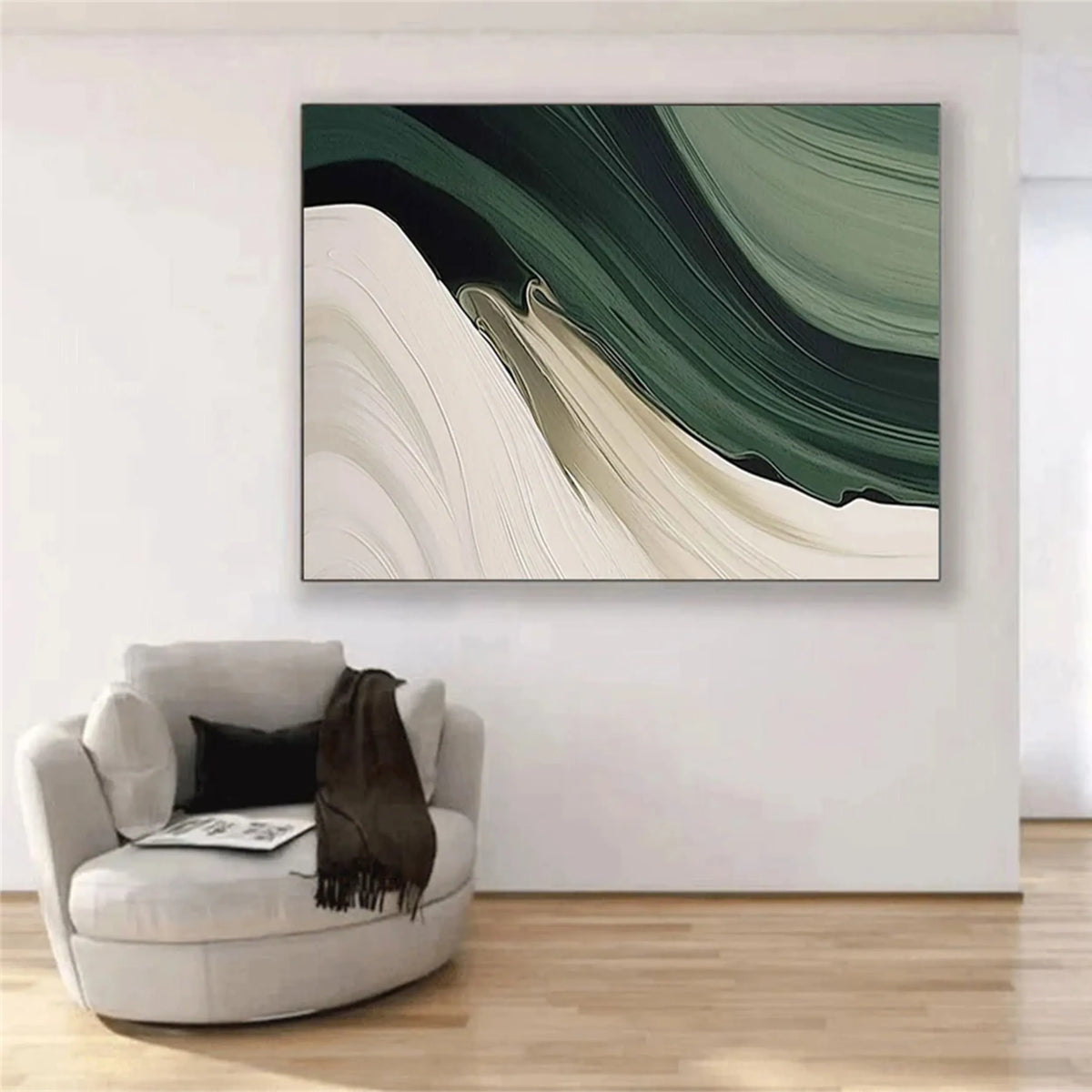 Blue and Green Toned Abstract Canvas Painting
