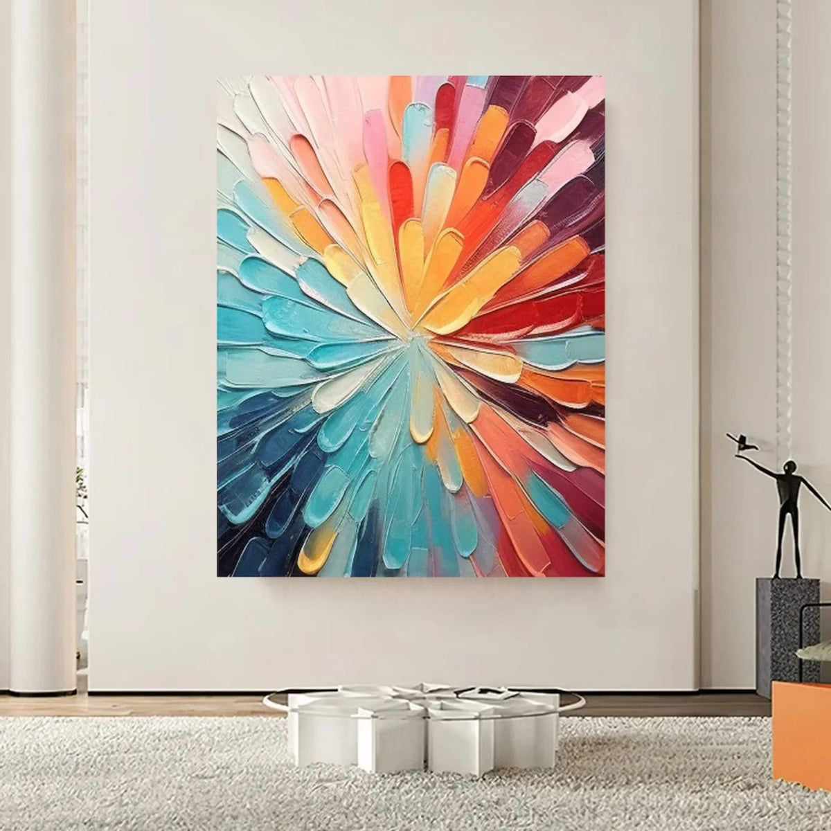 Vibrant Multicolour Flower and Tree Canvas Painting