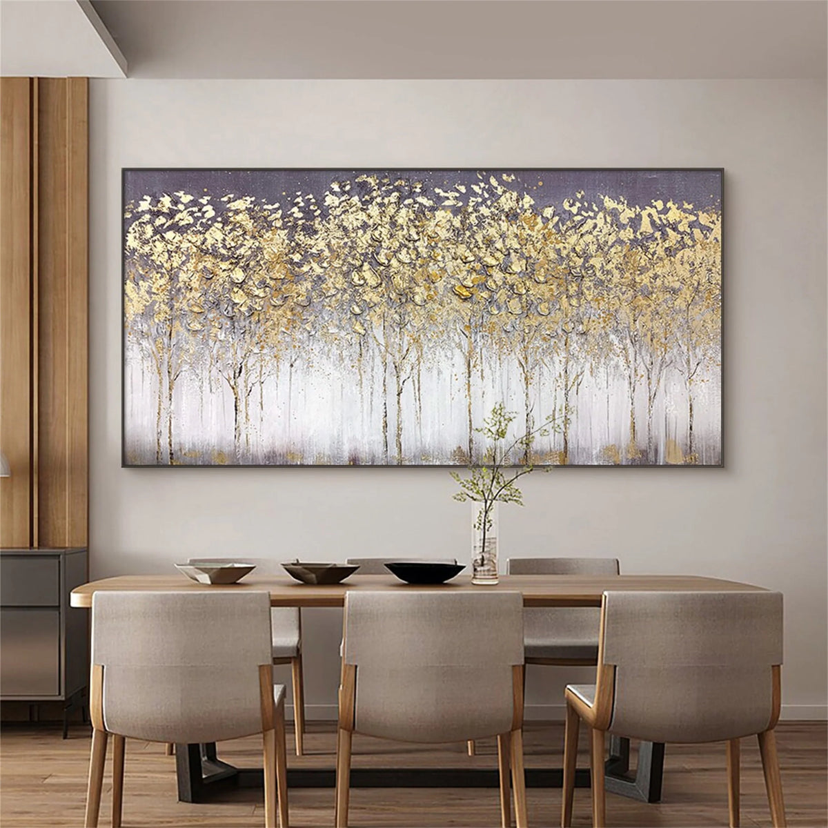 Graceful Flower and Tree Landscape Canvas Painting