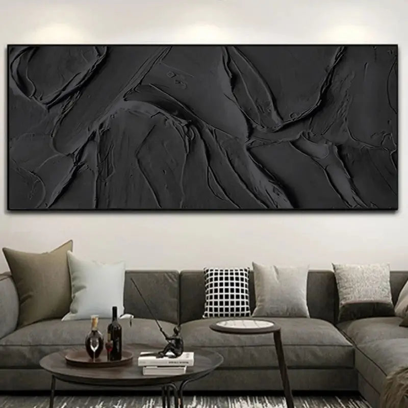 Minimalist Black Plaster Textured Painting