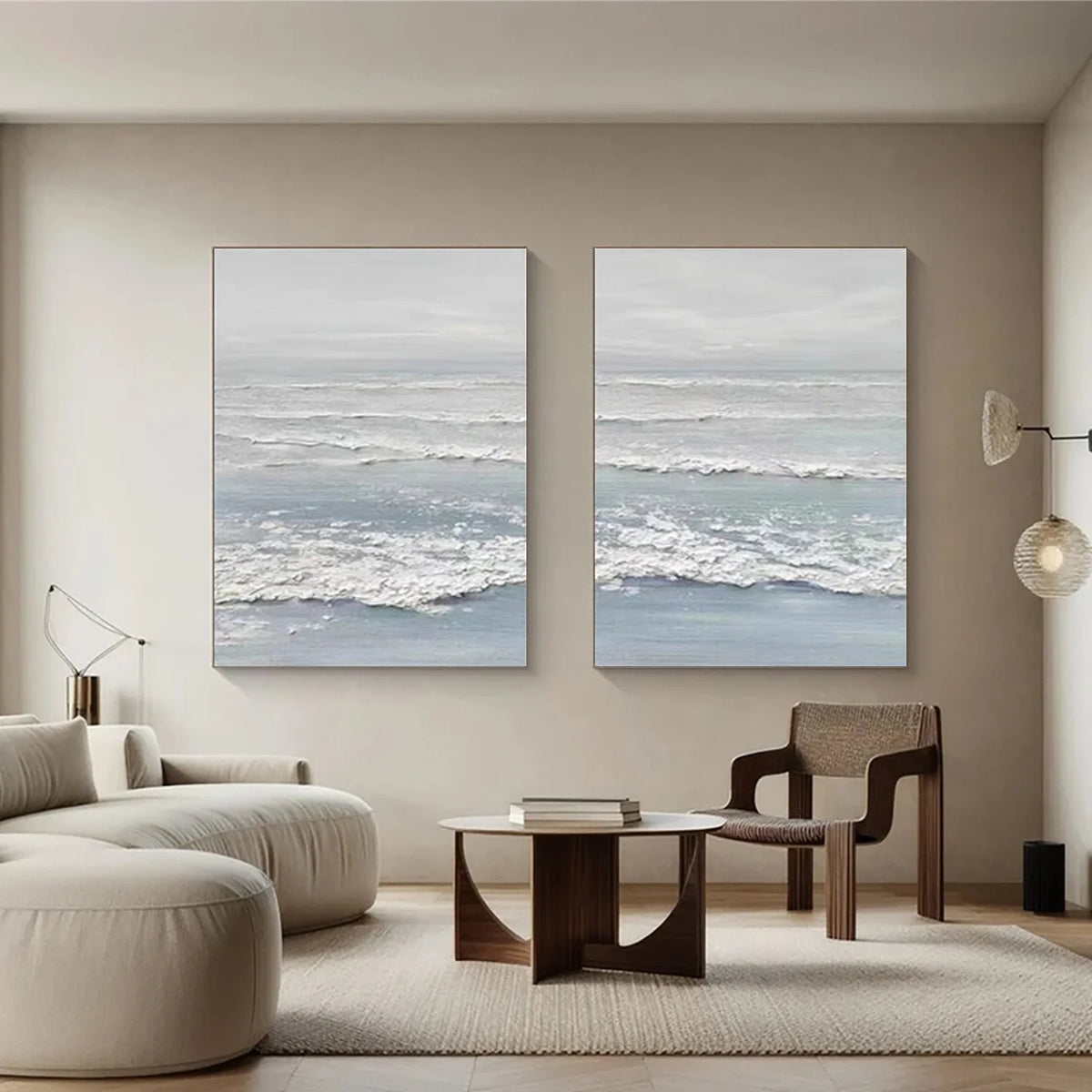Set of 2 Coastal Sky and Sea Canvas Paintings