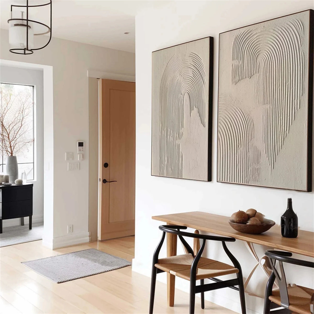 Set of 2 Abstract Paintings in Beige and Brown Shades