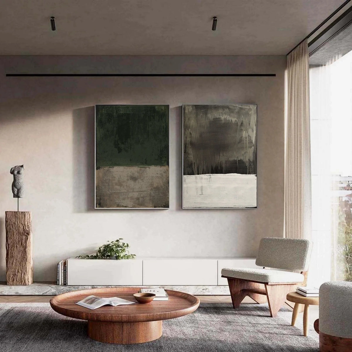 Pair of Serene Abstract Harmony Canvas Paintings