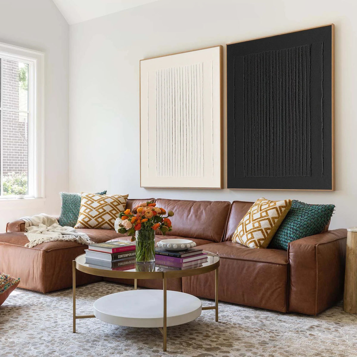 Set of 2 Minimalist Textured Canvas Paintings