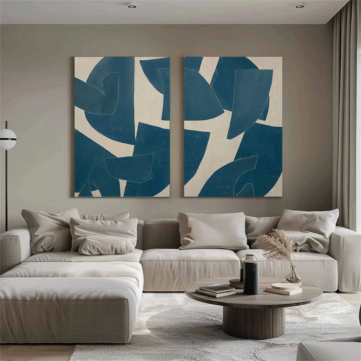 Set of 2 Contemporary Abstract Canvas Paintings