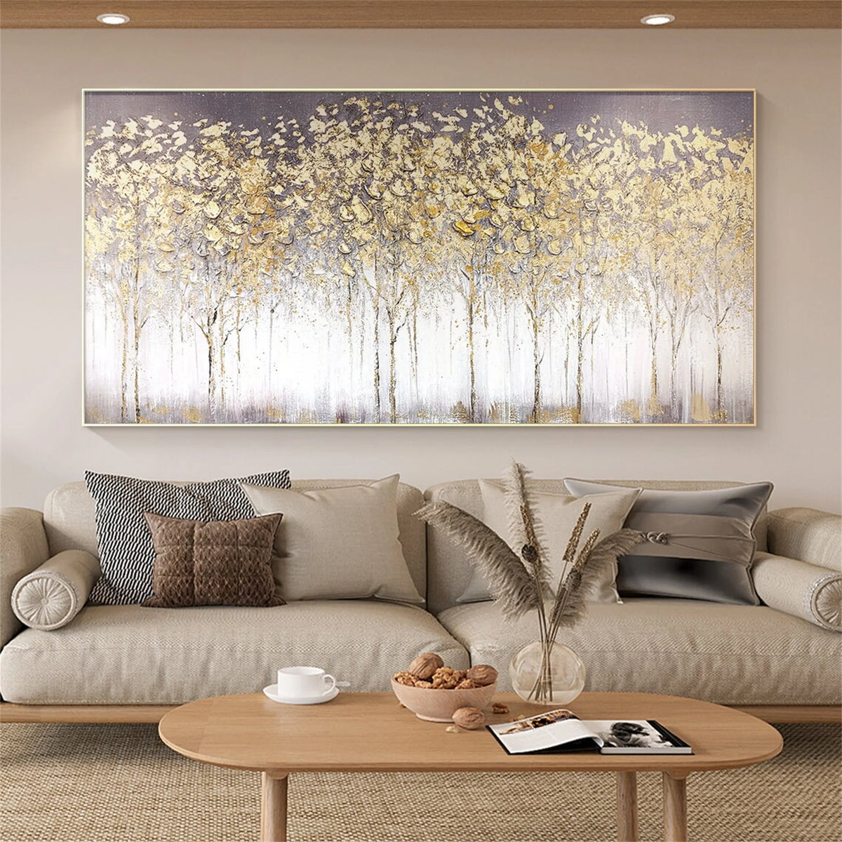 Graceful Flower and Tree Landscape Canvas Painting
