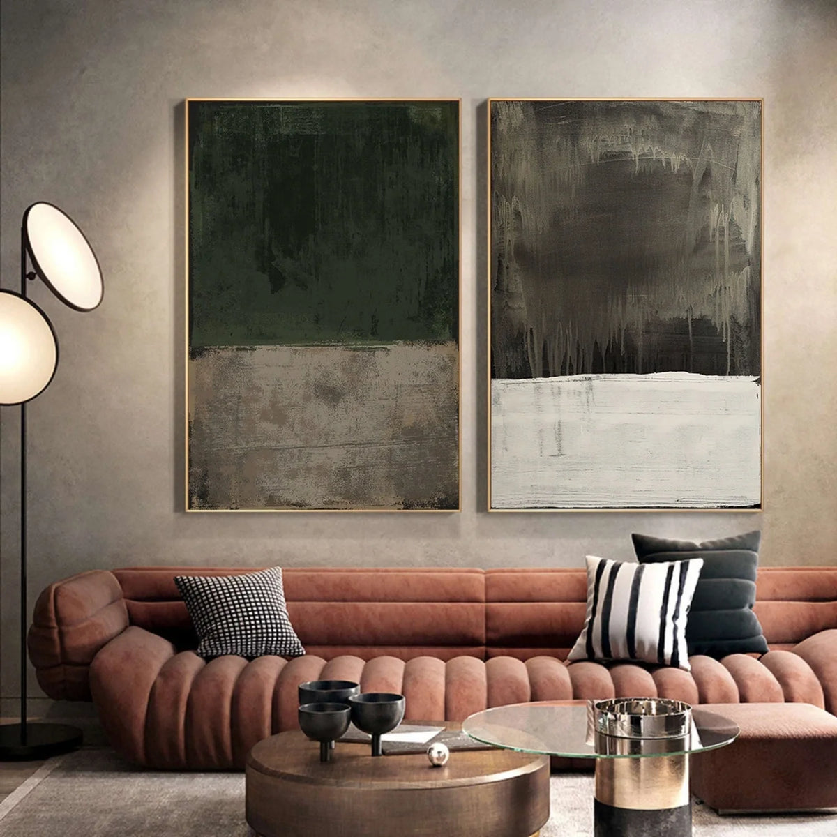 Pair of Serene Abstract Harmony Canvas Paintings