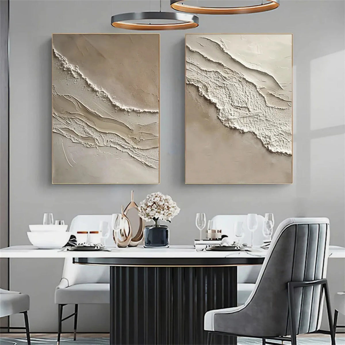 Set of 2 Serene Ocean and Sky Canvas Paintings