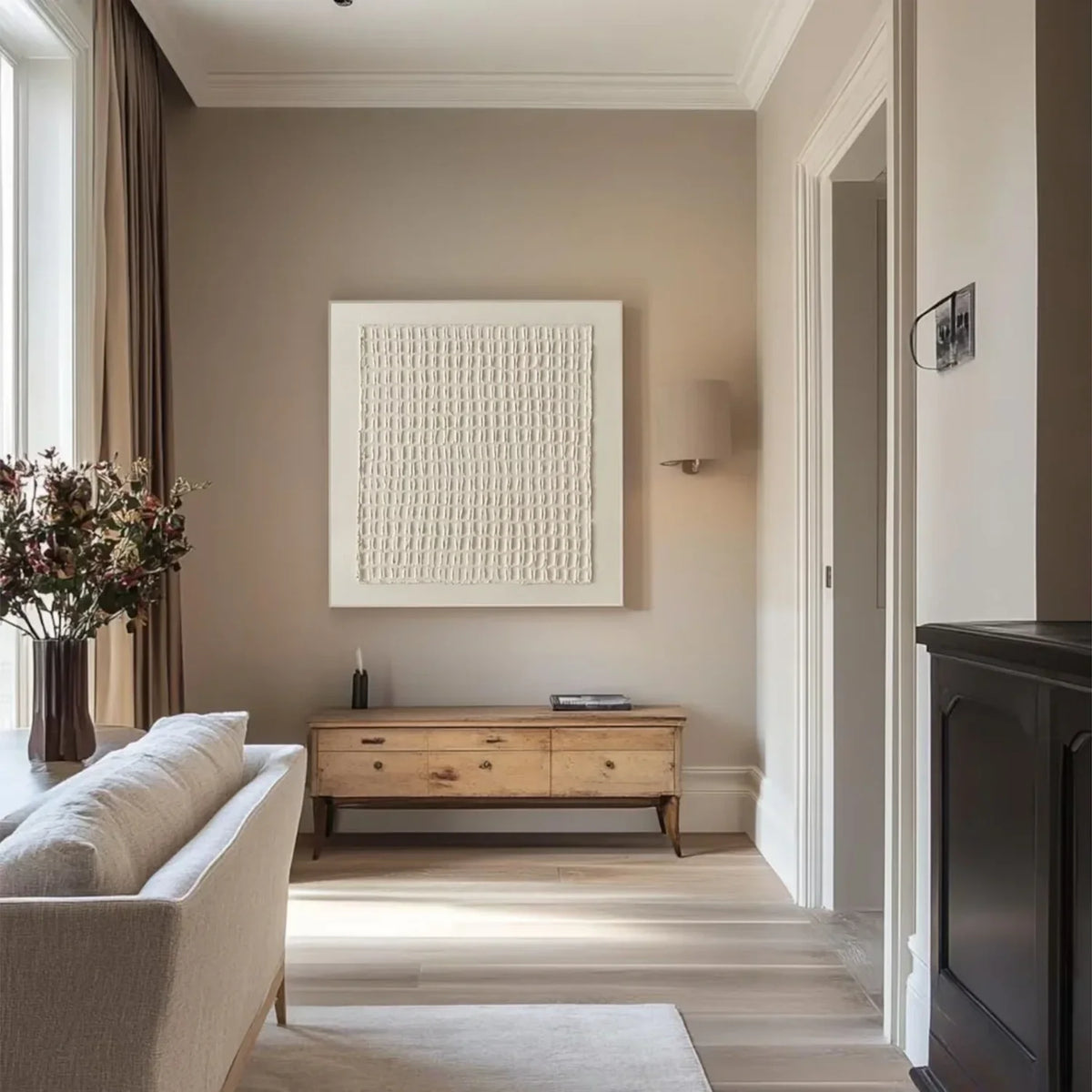 Abstract Canvas Artwork in Beige and Brown