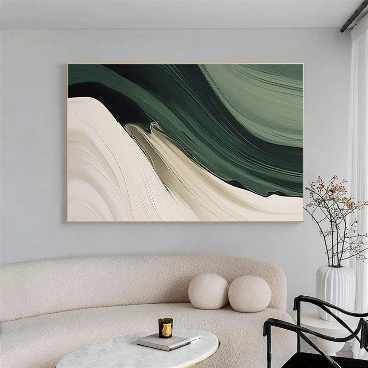 Blue and Green Toned Abstract Canvas Painting