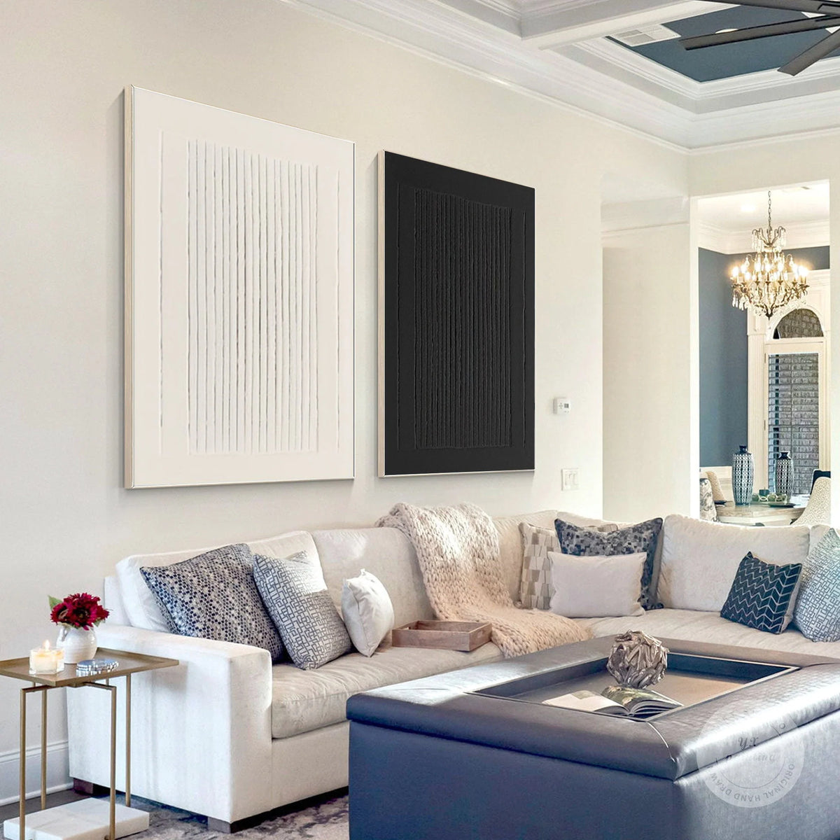 Set of 2 Minimalist Textured Canvas Paintings