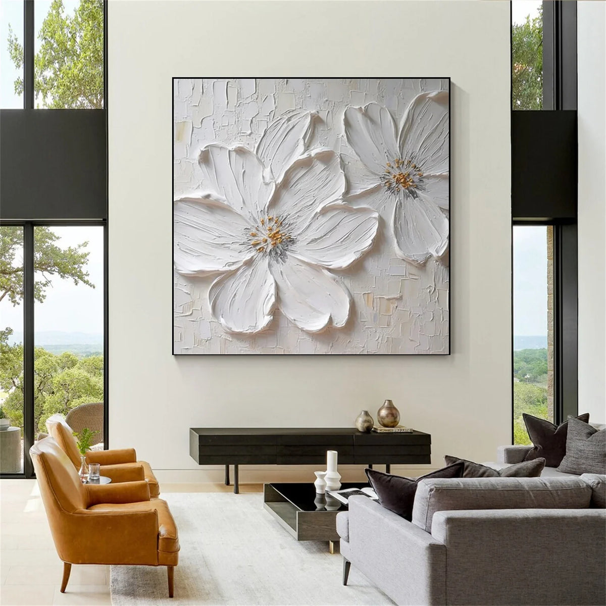 Lush Floral and Tree Canvas Painting