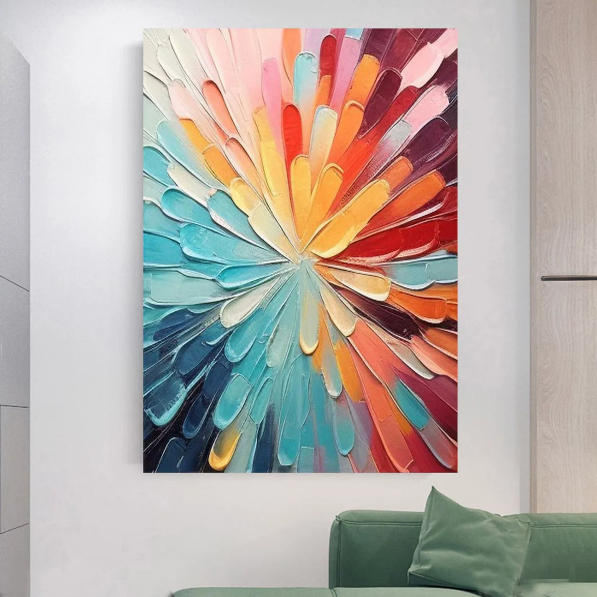 Vibrant Multicolour Flower and Tree Canvas Painting