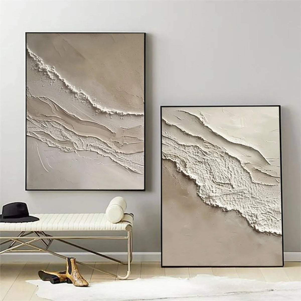 Set of 2 Serene Ocean and Sky Canvas Paintings