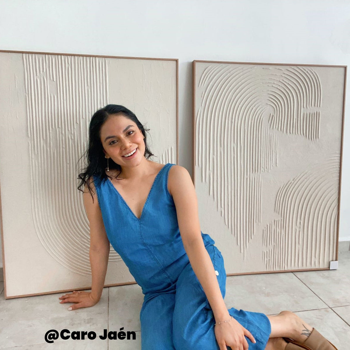 Set of 2 Abstract Paintings in Beige and Brown Shades