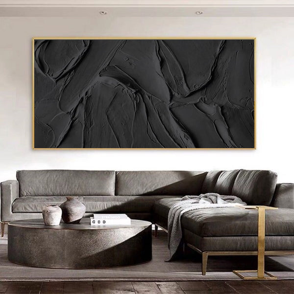 Minimalist Black Plaster Textured Painting
